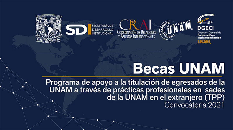 Imagen de Apoyo a la Titulación para egresados de la UNAM, a través de prácticas profesionales en las sedes de la UNAM en el extranjero - TPP, 2021, 