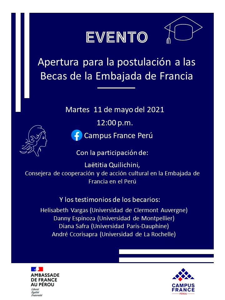 Becas de maestría del Gobierno de Francia para peruanos, 2021-2022