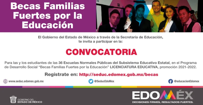 Becas para Licenciatura Educativa - Gobierno del Estado de México, 2021-2022