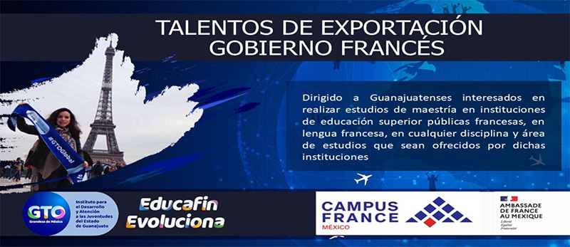 Imagen de Becas Talentos de Exportación - Campus France, 2021 - EDUCAFIN - Gobierno de Guanajuato, 