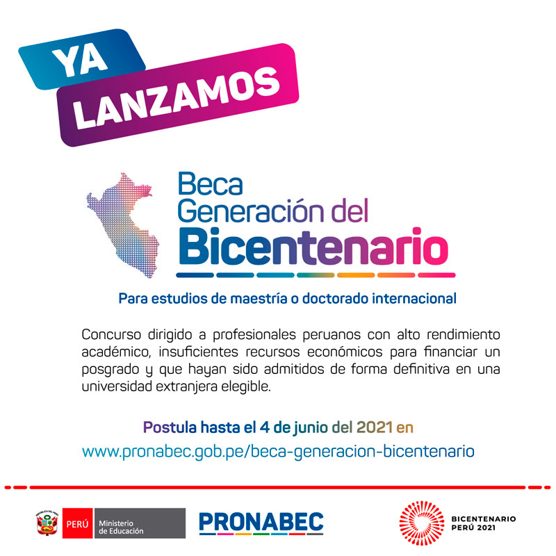 Beca Generación del Bicentenario - PRONABEC, 2021