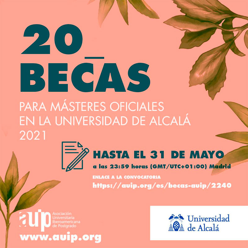 Imagen de Becas para cursar másteres universitarios en la Universidad de Alcalá, en España - AUIP, 2021