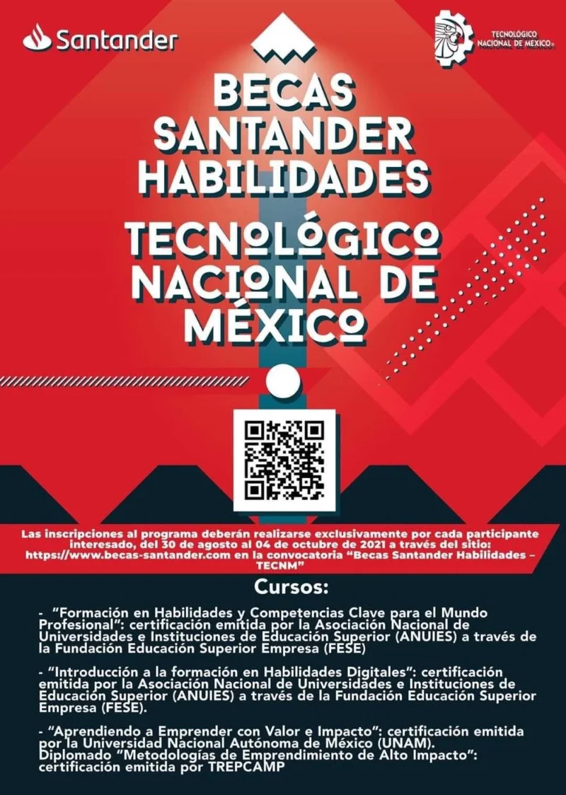 Becas Santander Habilidades - Tecnológico Nacional de México (TecNM), 2021