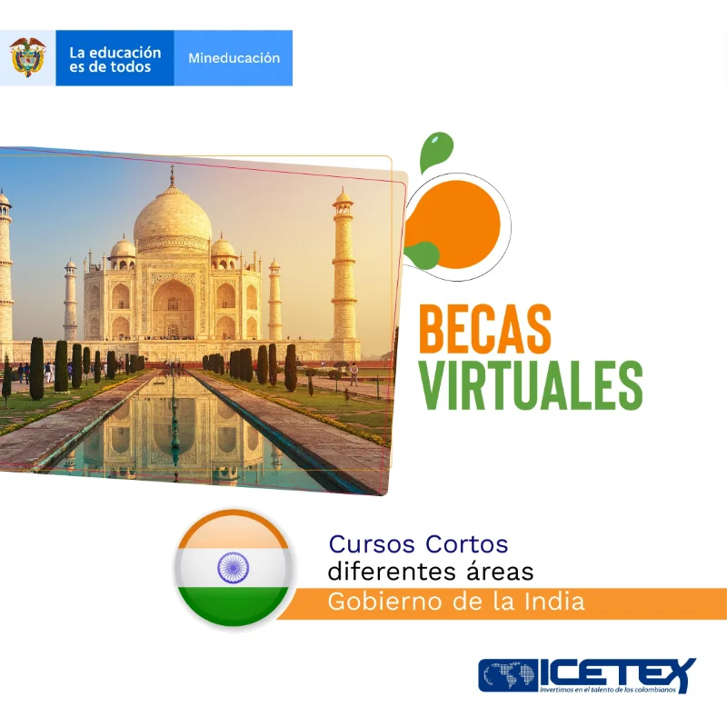 Becas virtuales para cursos cortos del Gobierno de la India para colombianos, 2021