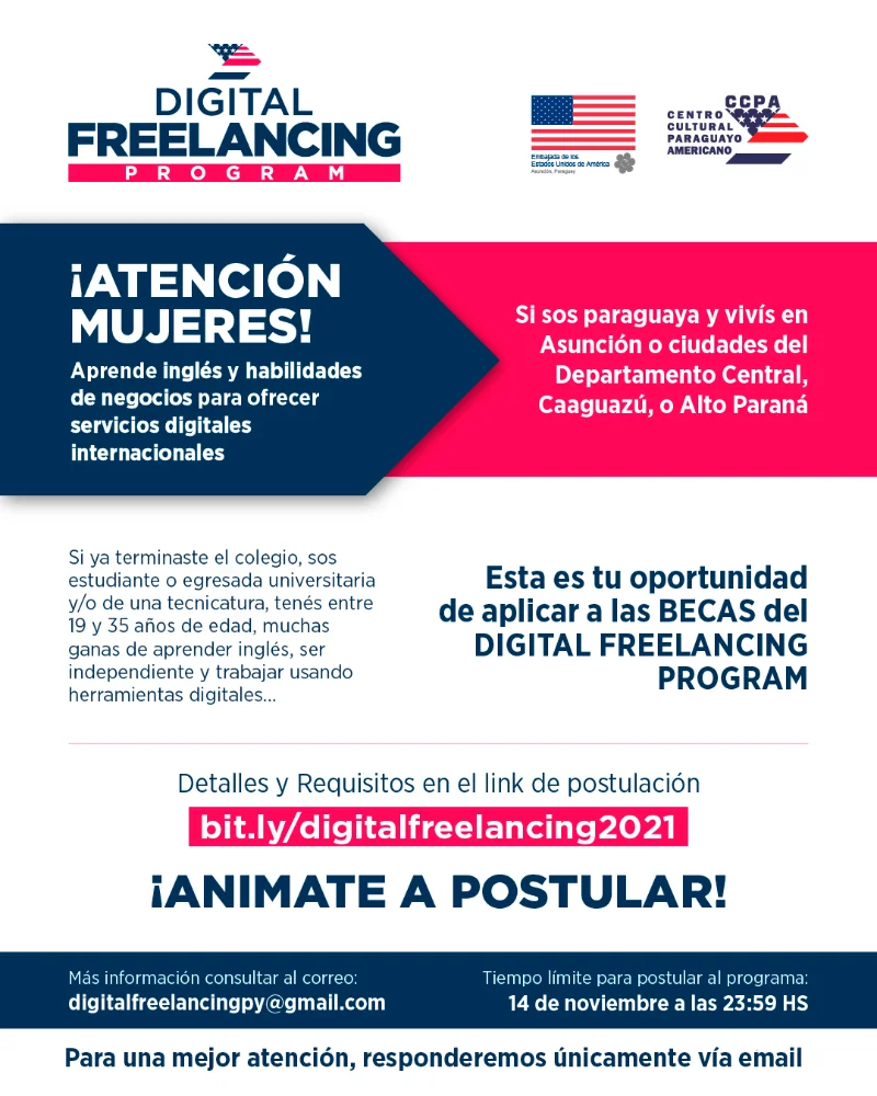 Digital Freelancing Program - Becas de inglés para mujeres, 2021