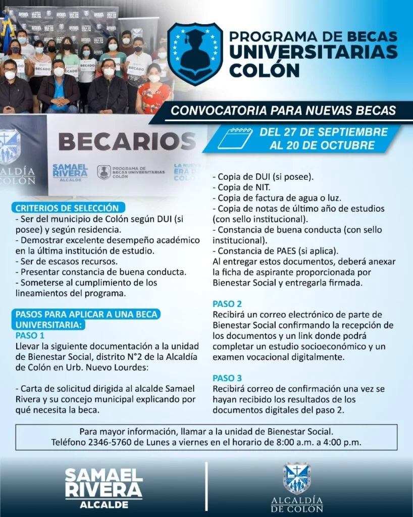 Programa de Becas universitarias Colón, 2021