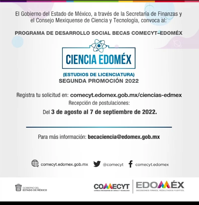 Beca Ciencia Edoméx - Comecyt Edoméx, 2022-2