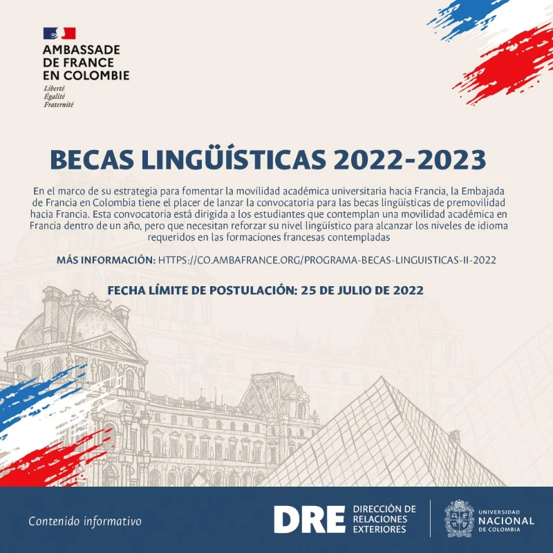 Imagen de Becas lingüísticas en premovilidad Colombia-Francia, 2022-2