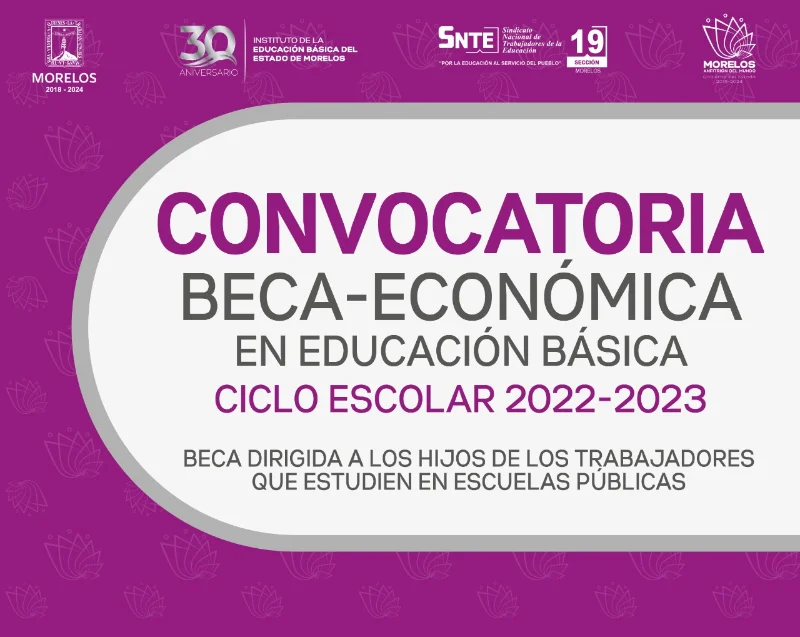 Imagen de Beca económica para hijos de trabajadores de la educación básica de Morelos, 2022-2023