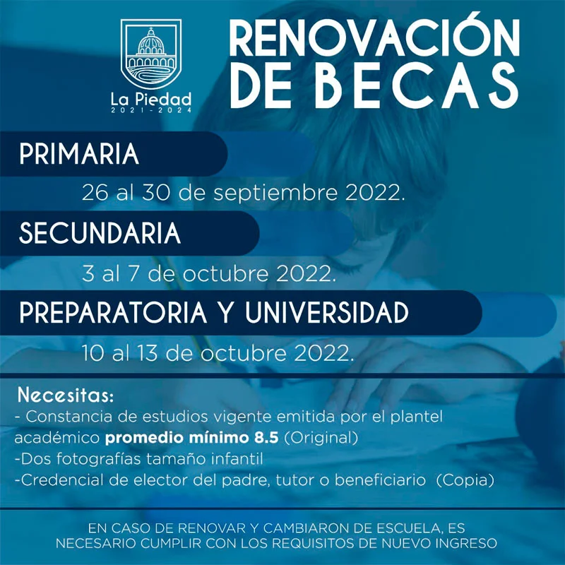 Imagen de Becas Municipales de La Piedad, Michoacán, 2022-2023