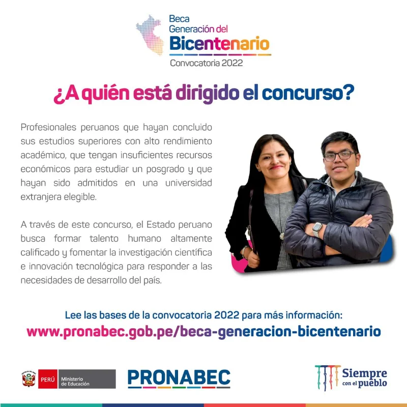 Beca Generación del Bicentenario - PRONABEC, 2022