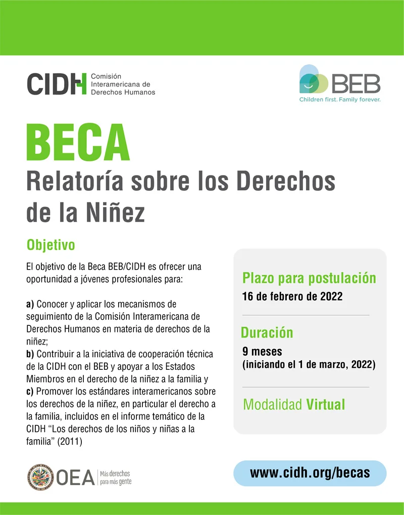 Beca Relatoría sobre los Derechos de la Niñez - BEB - CIDH - OEA, 2022