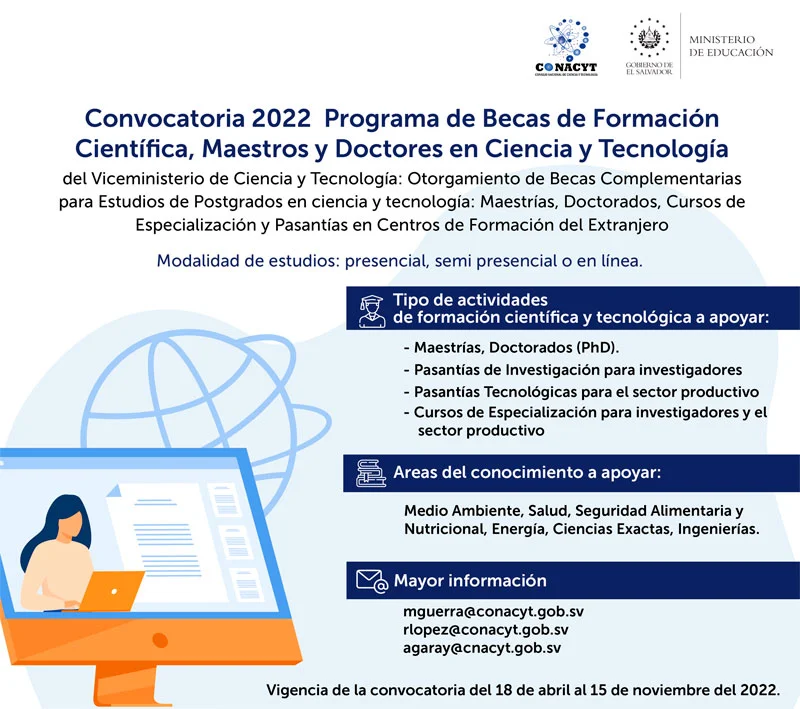 Becas de Formación Científica - Conacyt - El Salvador, 2022
