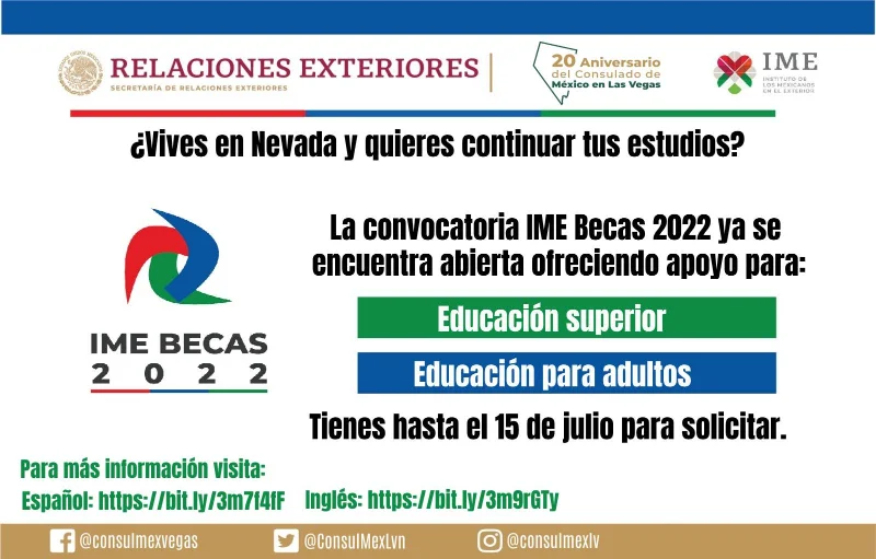 Becas del Consulado de México en Las Vegas - IME Becas, 2022