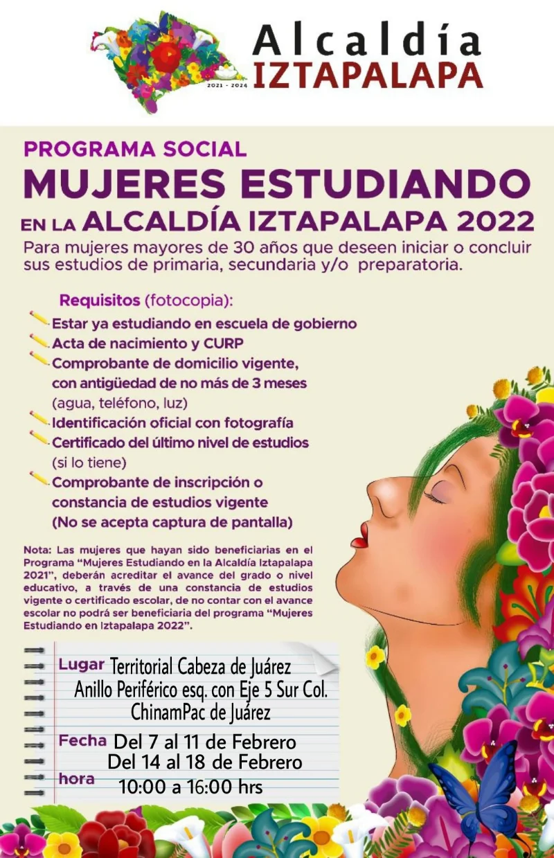 Becas Mujeres Estudiando - Alcaldía Iztapalapa, 2022