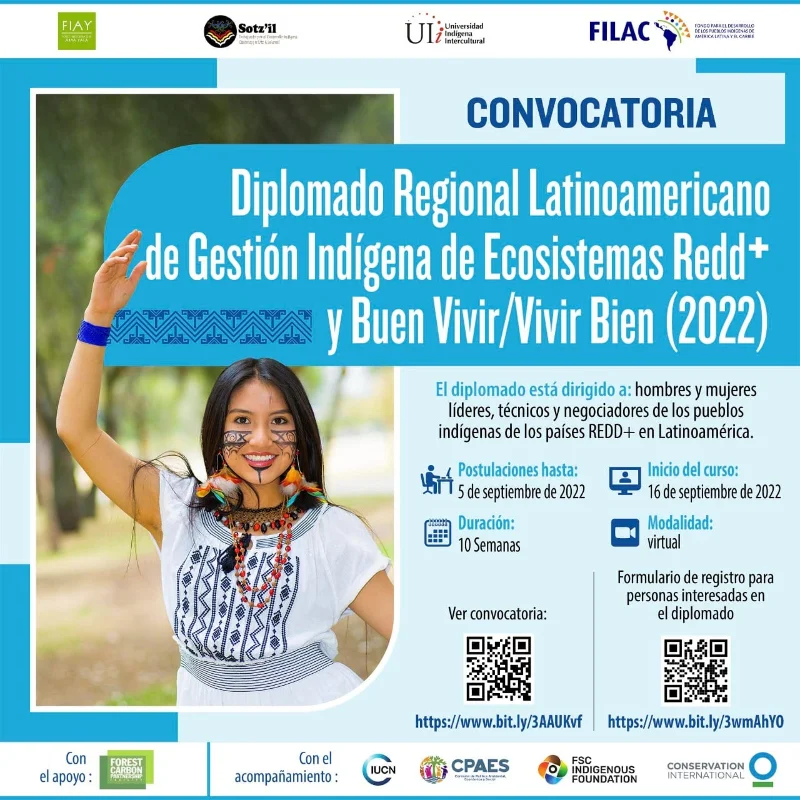 Becas para el Diplomado regional latinoamericano de gestión indígena de ecosistemas redd+ y buen vivir - FILAC, 2022