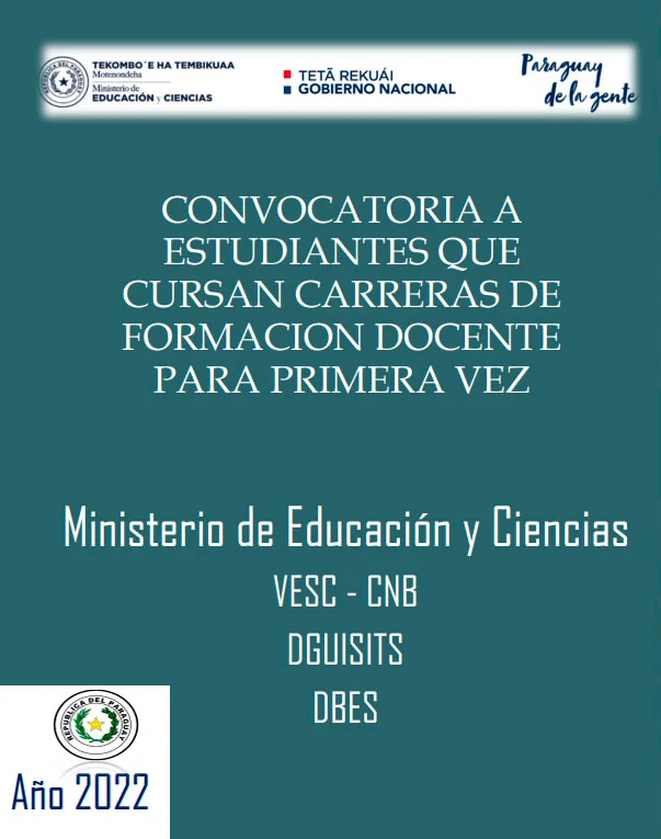 Becas para estudiantes de carreras de formación docente - Gobierno de Paraguay, 2022