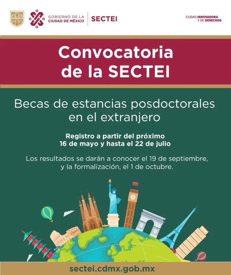 Becas de estancias posdoctorales en el extranjero de la SECTEI - Ciudad de México, 2022