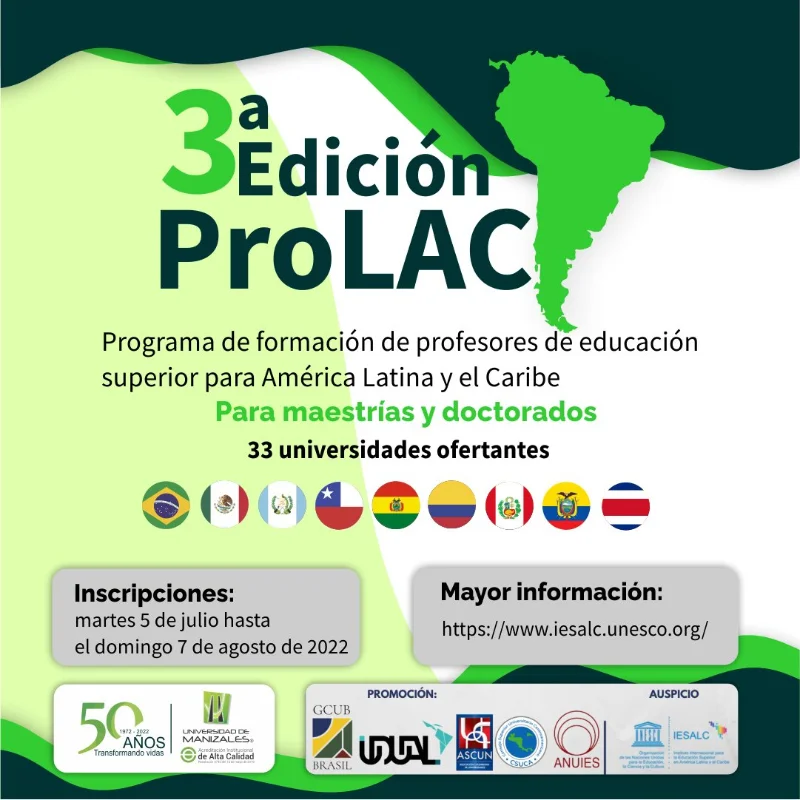 Becas Programa de Formación de Profesores de Educación Superior para América Latina y El Caribe - ProLAC, 2022