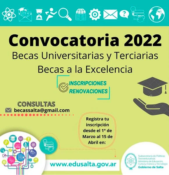 Becas provinciales universitarias y terciarias a la experiencia - Gobierno de Salta, 2022