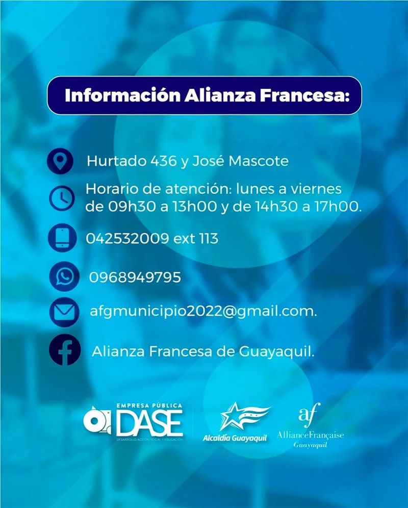 Imagen de Becas de idioma francés | Alcaldía Guayaquil con la Alianza Francesa, 2022