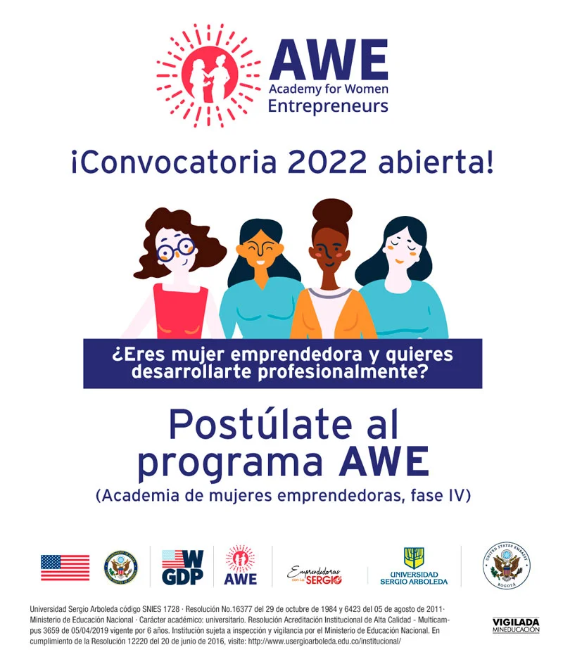 Imagen de Convocatoria AWE - Academia para Mujeres Emprendedoras - Colombia, 2022