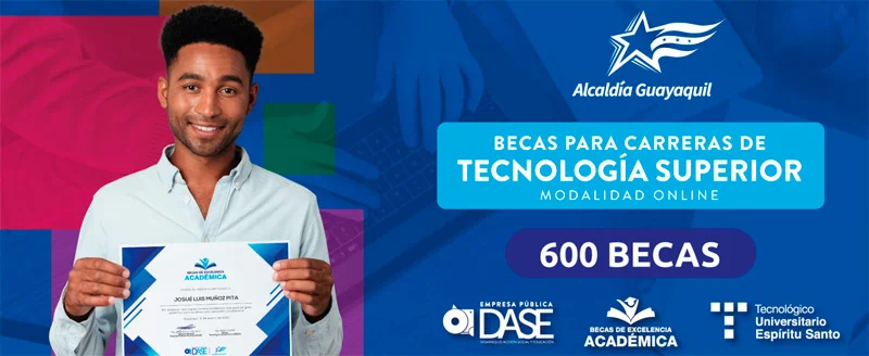 Imagen de Becas de excelencia académica | Alcaldía Guayaquil con el Instituto Superior Tecnológico Espíritu Santo, 2023-2025