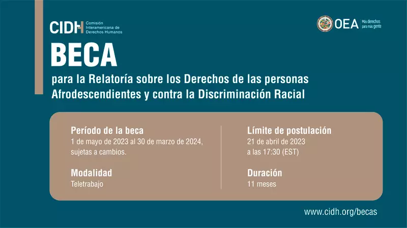 Beca para la Relatoría sobre los Derechos de las personas Afrodescendientes y contra la Discriminación Racial - CIDH - OEA, 2023