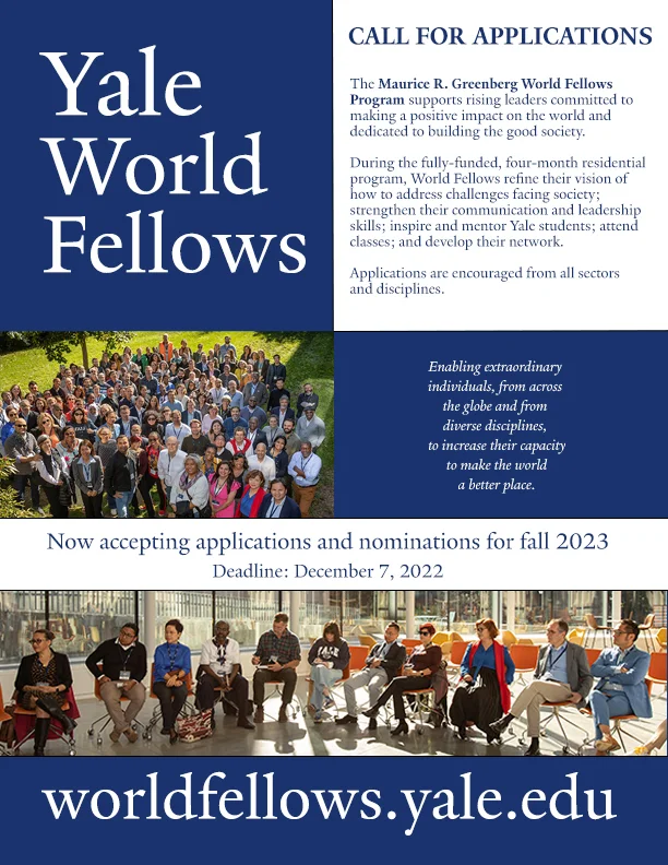 Becas Maurice R. Greenberg World Fellows Program en la Universidad de Yale, 2024