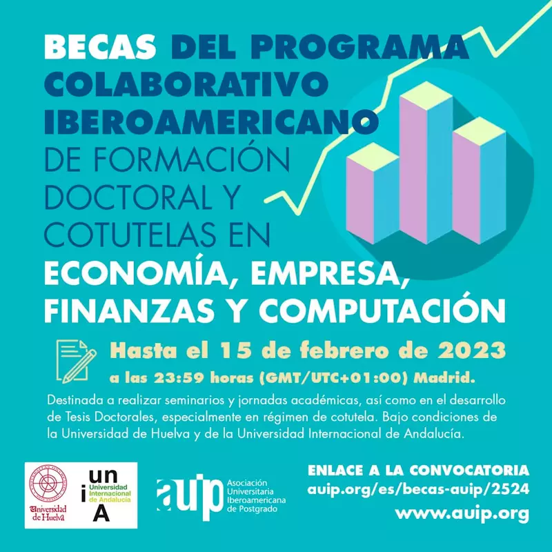 Becas para realizar el Programa Colaborativo Iberoamericano de Formación Doctoral y Cotutelas en Economía, Empresa, Finanzas y Computación - AUIP, 2023