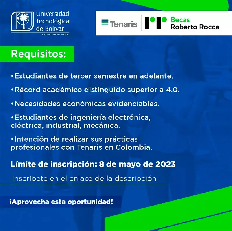 Imagen de Beca Tenaris Roberto Rocca - Universidad Tecnológica de Bolívar, 2023