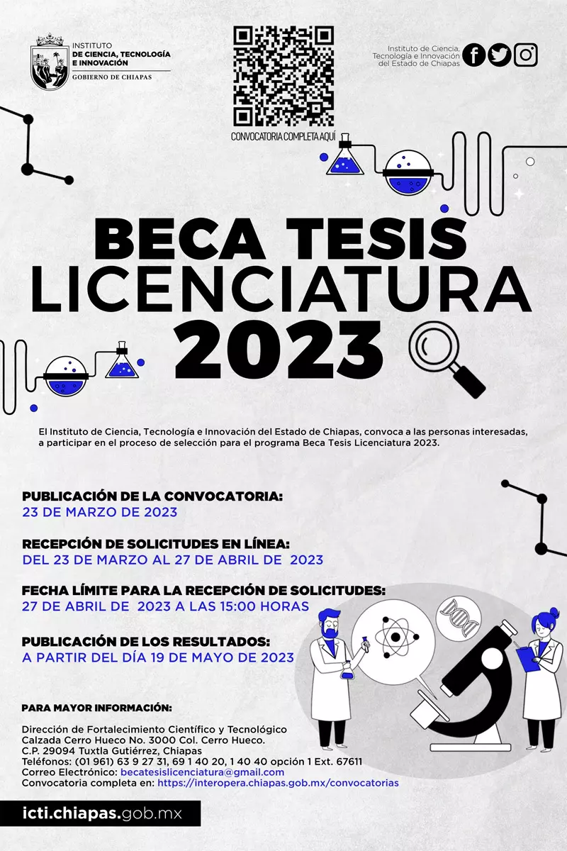 Imagen de Beca Tesis Licenciatura - Gobierno de Chiapas, 2023