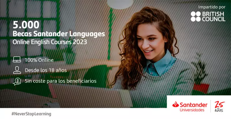 Imagen de Becas Santander Language | Online English Courses - British Council, 2023