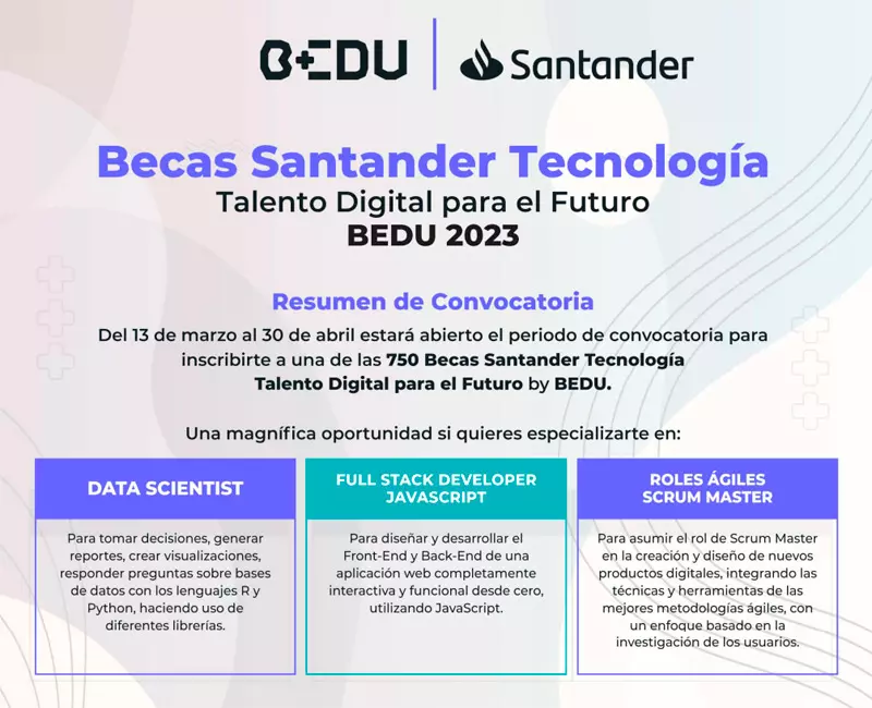 Imagen de Becas Santander | Talento Digital para el Futuro | Bedu, 2023