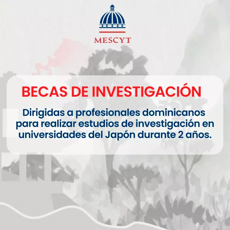 Imagen de Becas para dominicanos para estudios de investigación del Gobierno de Japón - Monbukagakusho, 2024-2026