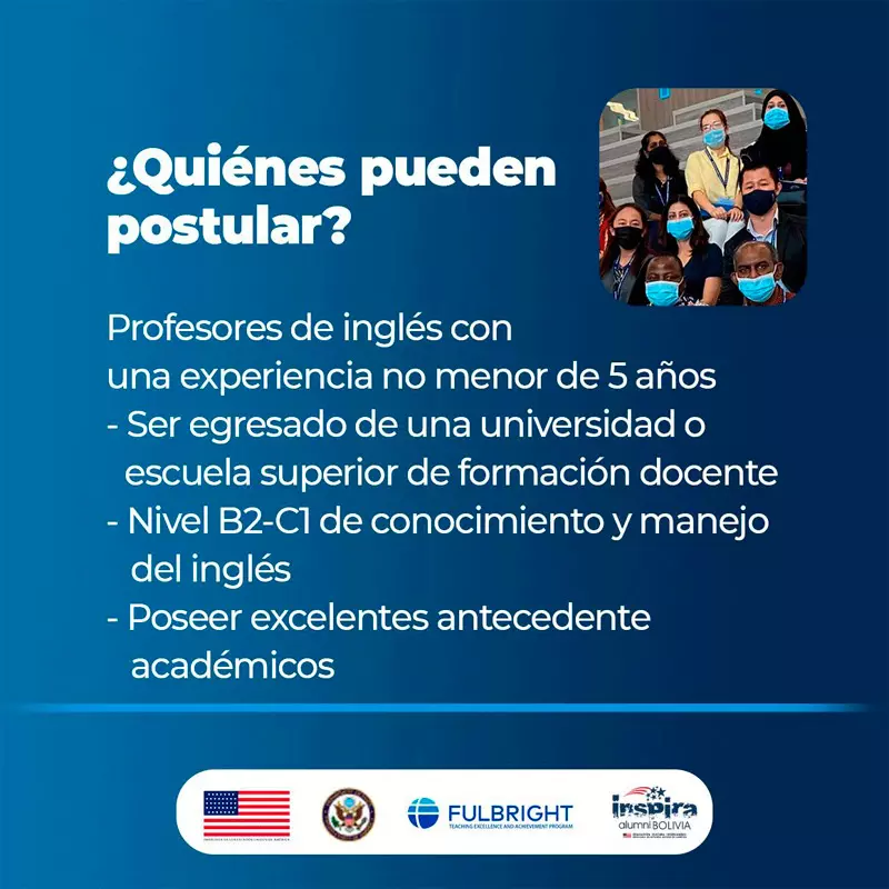 Imagen de Beca Fulbright TEA para profesores de inglés bolivianos de nivel secundario, 2024